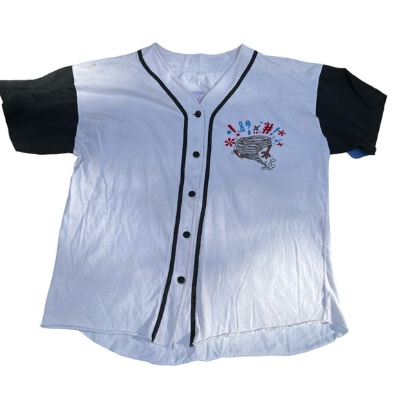 TAZMANIAN Devil Vintage 90’s Savage Slugger Baseball Jersey Shirt SZ L *READ - Picture 2 of 14